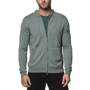 NEW POSTMARC knitted zip hoodie in earl grey